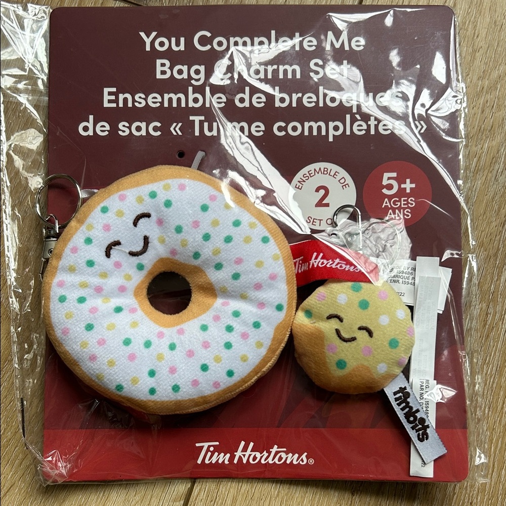 Tim Hortons Bag Charm Set Plush Sprinkle Vanilla Donut Timbit Plush Toy